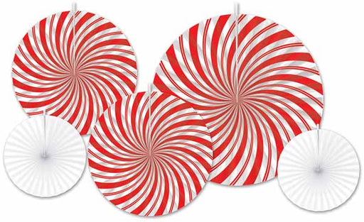 Peppermint Accordion Paper Fans, 5 Pack