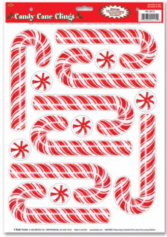Candy Cane Christmas Stickers, 8 Stickers on 1 Sheet