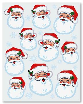Santa Faces Christmas Stickers, Large Sheet