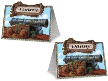 Pirate Cannon Double-Sided Place Cards, 8 Pack