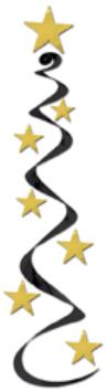 STAR SWIRLS (3 PK) BLACK AND GOLD 30"