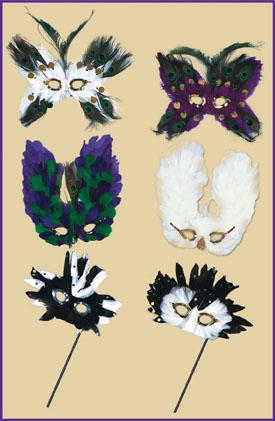 ULTIMA FANCI FEATHER MASK 6 ASST (1/PK)