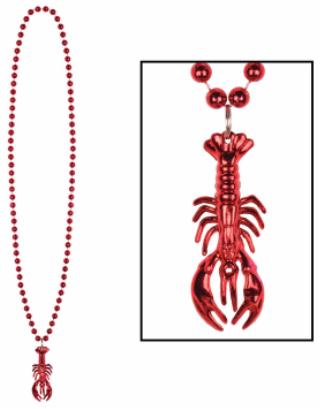 33-Inch Bead Necklaces with Crawfish Medallions, 3-Pack