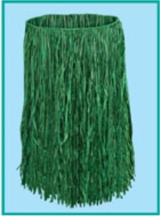Green XL Raffia Hula Skirt, 36 x 28 Inches