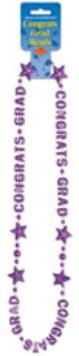 Purple Congrats Grad Bead Necklace, 36 Inches