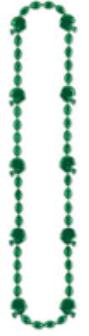 Green Football Bead Necklace, 36 Inches