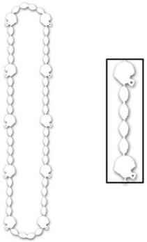 White Football Bead Necklace, 36 Inches