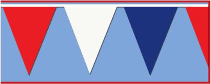 OUTDOOR RWB PENNANT BANNER 18"X120'