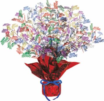 Multicolour Happy Birthday Gleam 'N Burst Centrepiece, 15 Inch