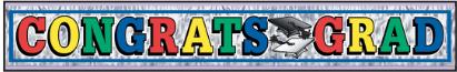 Congratulations Grad Banner, 8 Inches x 5 Feet