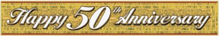 Gold Metallic Anniversary Banner, 8 Inches x 5 Feet
