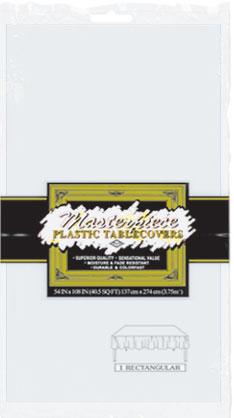 White Plastic Table Cover, 54 x 108 Inches