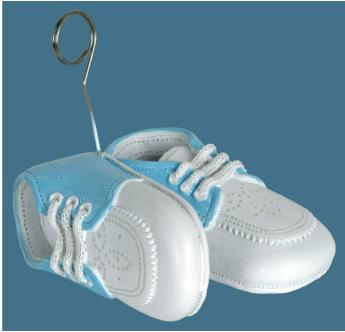 Light Blue Baby Shoes Photo and Balloon Holder