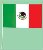 Mexican Rayon Flag with Stick, 11 x 18 Inches