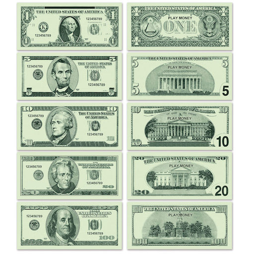 CASINO PLAY MONEY 100/PKG PRINT 2 SIDE