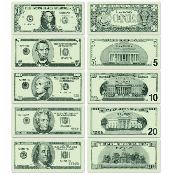 CASINO PLAY MONEY 100/PKG PRINT 2 SIDE