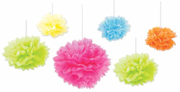 Bright Tissue Fluff Balls, 6 Pack