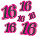Glittered Foil Number 16 Cutouts, 6 Pack