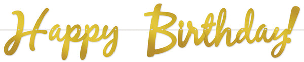 Gold Happy Birthday Streamer, 5 ft