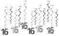 16th Birthday Hanging Whirl Decorations, 12 Pack