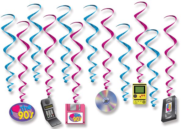 I Love the '90s Hanging Whirls, 12 Count
