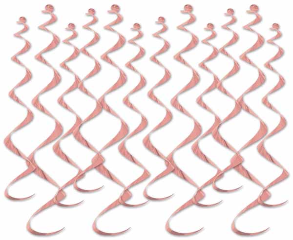 Rose Gold Metallic Whirls Hanging Decorations, 12 Pack