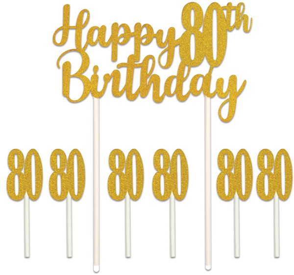 Happy 80th Birthday Cake Topper, 1 Count