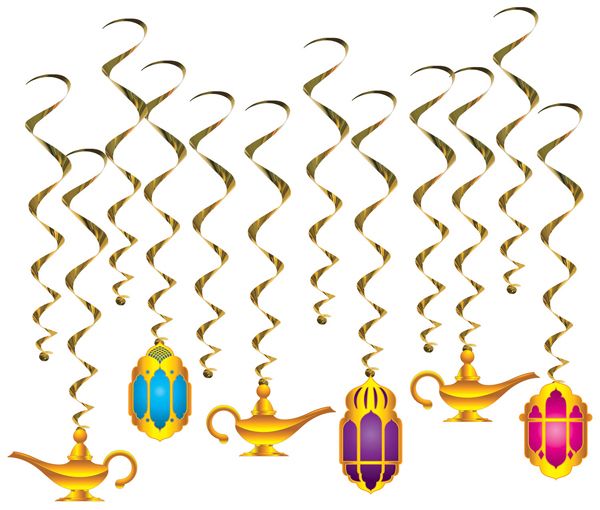 Lantern & Lamp Hanging Whirl Decorations, 12 Pack