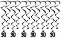 30th Birthday Hanging Whirls, 12 Count