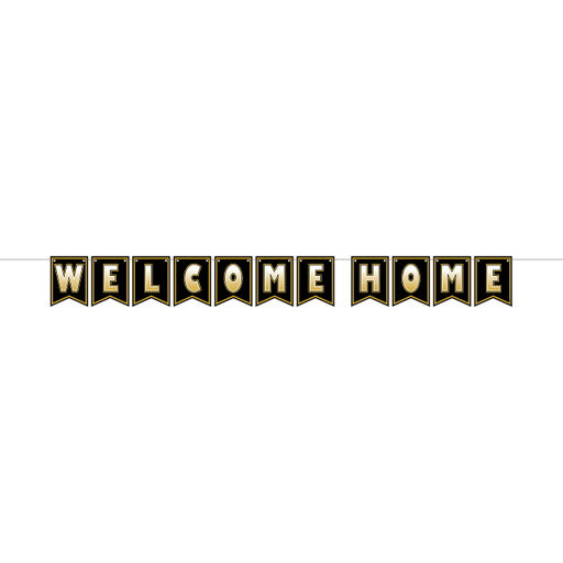 Black & Gold Welcome Home Streamer, 6" x 7'