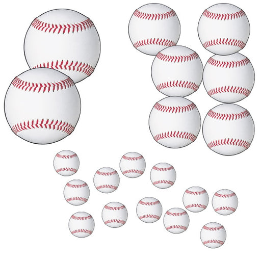 Baseball Cutouts in Assorted Sizes, 12-Pack