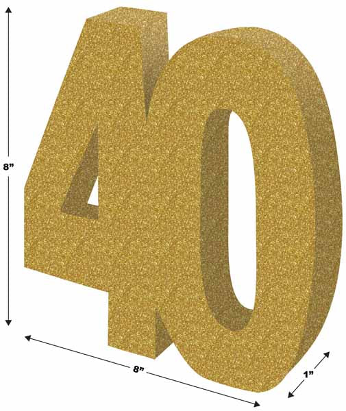 Gold 3D Glittered 40 Centerpiece