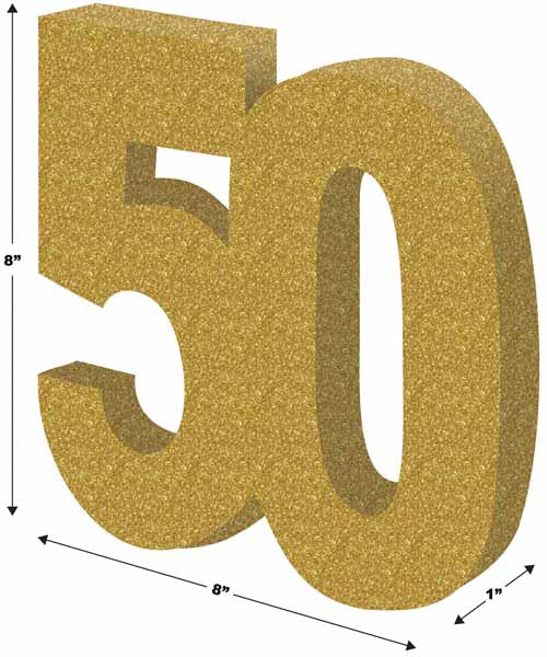Gold 3D Glittered Number 50 Centerpiece