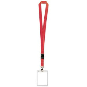 Red Lanyard with Card Holder and Detachable Clip