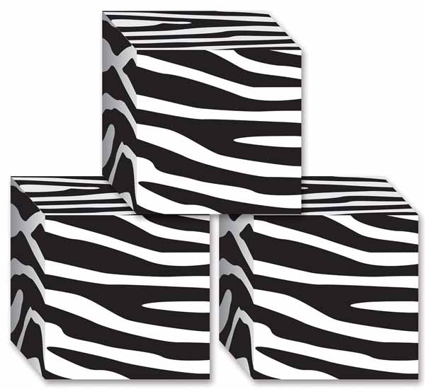 3"X3" ZEBRA PRINT FAVOR BOXES 3/PKG