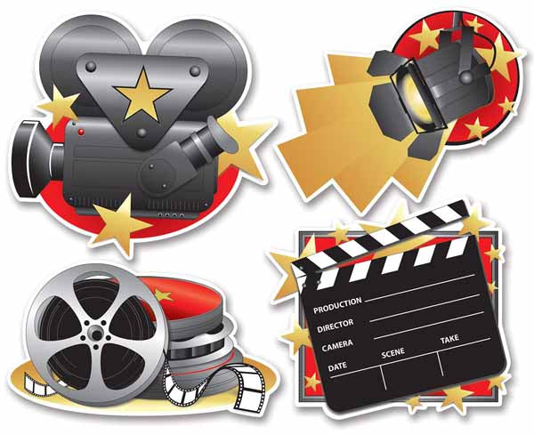 Double-Sided Movie Set Cutouts, 4-Pack