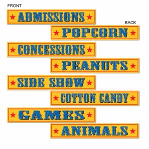 CIRCUS SIGN CUTOUTS 2 SIDED (4/PK)4"X24"