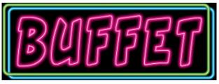 Neon Buffet Sign, 8 x 22 Inches