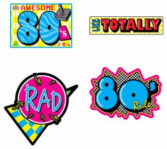 AWESOME 80'S CUTOUTS 16" 4/PKG