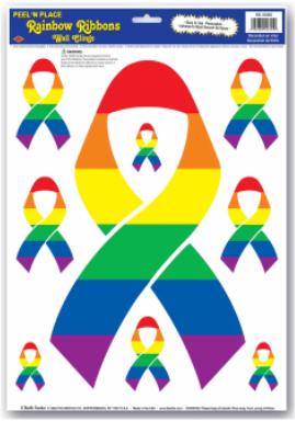 Rainbow Ribbon Peel 'N Place Decoration, 12" x 17"