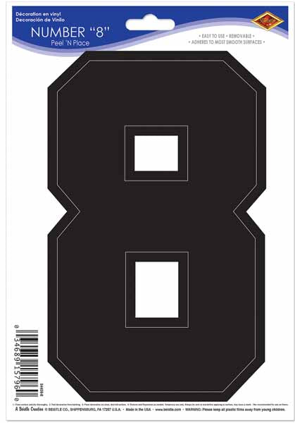 Black Number 8 Peel N Place Decoration