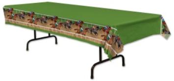 Horse Racing Plastic Table Cover, 54 x 108 Inches