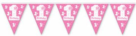 1st Birthday All-Weather Pennant Banner, 12 ft