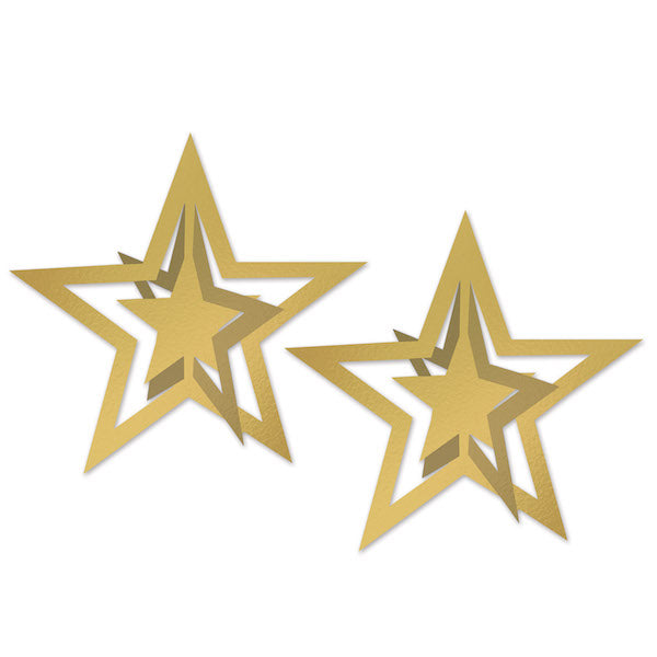 Gold 3D Foil Hanging Stars, 2-Pack