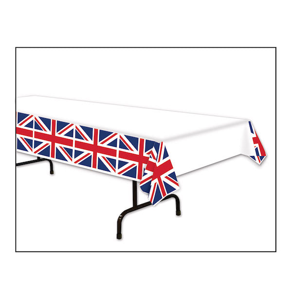 Union Jack Plastic Table Cover, 1 Pack