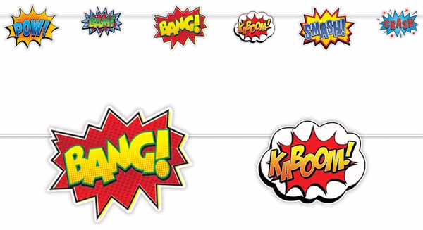 Hero Action Signs Superhero Party Streamer