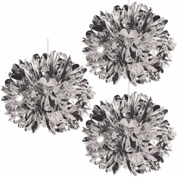 METALLIC FLUFF BALLS SILVER