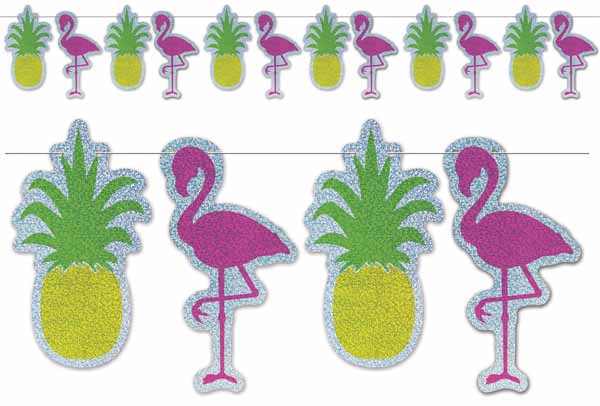 Flamingo & Pineapple Luau Party Streamer