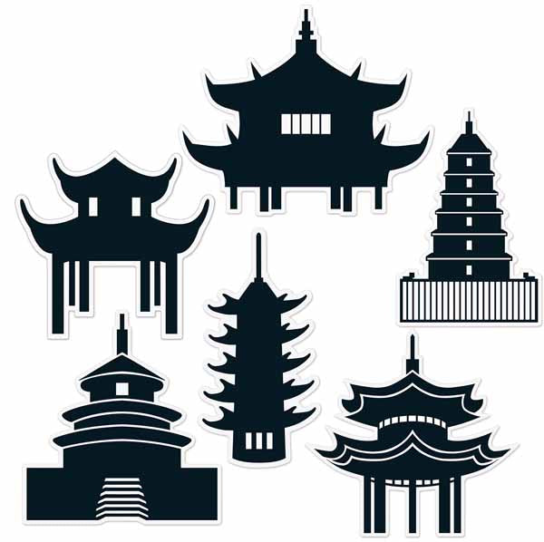 Double-Sided Pagoda Silhouette Decorations