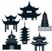 Double-Sided Pagoda Silhouette Decorations